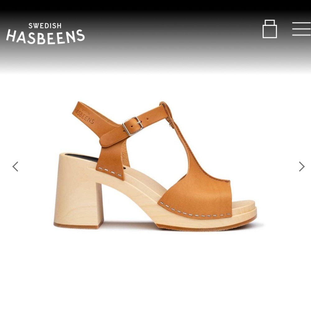Swedish Hasbeens stitchy leather chunky muled sandal size 37: Euro 70s coastal
